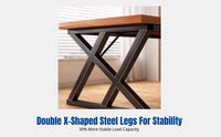 Utilitarian Dining Table, Rectangular Commercial Table, Thick Board, Steel Frame, for Restaurant, Bar, Cafe, Fast Food Shop