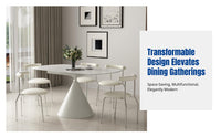 Cream Design Sintered Stone Dining Table, Rotating, Extendable, Folding, Square to Round, Modern Minimalist for Home