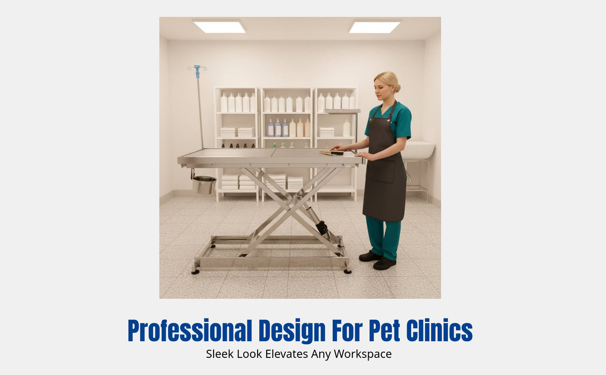 Pet Grooming Table, Stainless Steel, Adjustable Height, Veterinary Surgery Table, IV Stand, For Pet Clinic & Grooming Shop