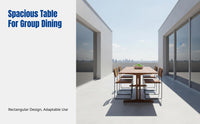 Burmese Teak Dining Table, Solid Wood Rectangular Table, Custom Villa Furniture, Nordic Style, Indoor Outdoor Use