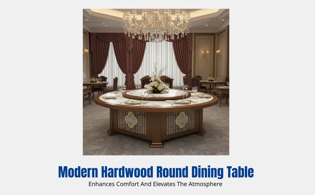 Hotel Dining Table, Electric Marble Round Table, Modern Wood Rotating Hot Pot Table, Large Capacity, Restaurant Banquet