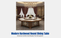 Hotel Dining Table, Electric Marble Round Table, Modern Wood Rotating Hot Pot Table, Large Capacity, Restaurant Banquet