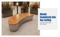 Hardwood Outdoor Bench, Modern Metal Frame, Multiple Colors, Courtyard, Waiting Area, Landscape, Commercial Use