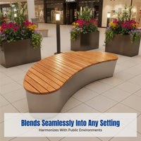 Hardwood Outdoor Bench, Modern Metal Frame, Multiple Colors, Courtyard, Waiting Area, Landscape, Commercial Use
