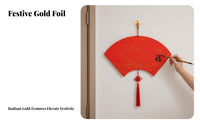 Paper Fu Character Card, Mini Gold-Sprinkled Hanging Decoration, DIY Calligraphy Red Couplet Paper, Chinese New Year Decor