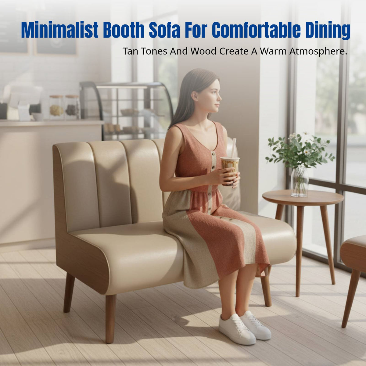 Restaurant Booth Sofa, Wall-Mounted Double Reception Seat, Commercial Dining Set for Milk Tea Shop, Dessert Shop, Tea House