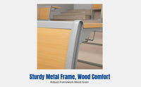 Sturdy Wood Lecture Hall Chair, Auditorium Row Seating, Metal Frame, Classroom, Conference