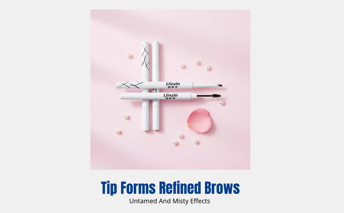 Double-ended eyebrow definer, multidimensional brow shaping, smudge-resistant, twisted brush look