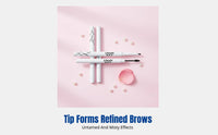 Double-ended eyebrow definer, multidimensional brow shaping, smudge-resistant, twisted brush look