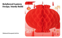 Red Hexagonal Paper Lantern Hanging Decoration New Year Shop Decor