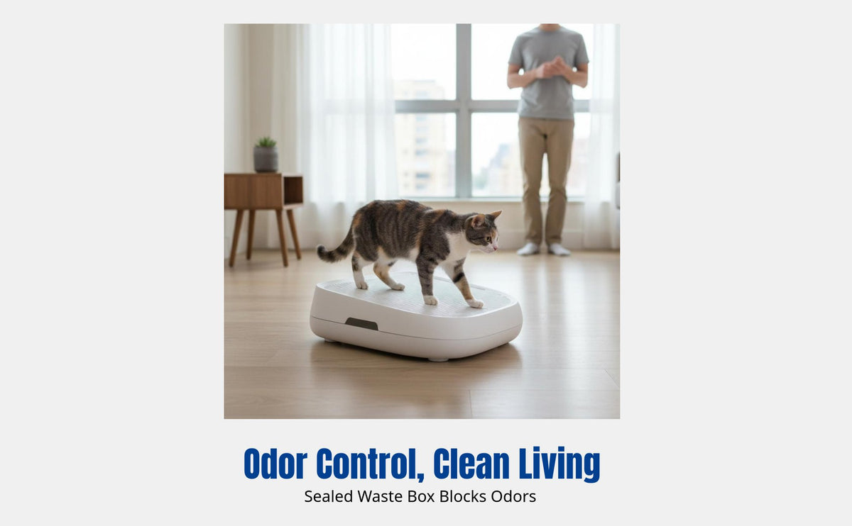 Smart Automatic Cat Litter Box, Electric Self-Cleaning, Odor Control, Large, PP, alabaster