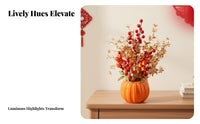 Festive Iron Blessing Container, Red Berry Faux Flower, New Home Gift, Living Room Countertop Decor