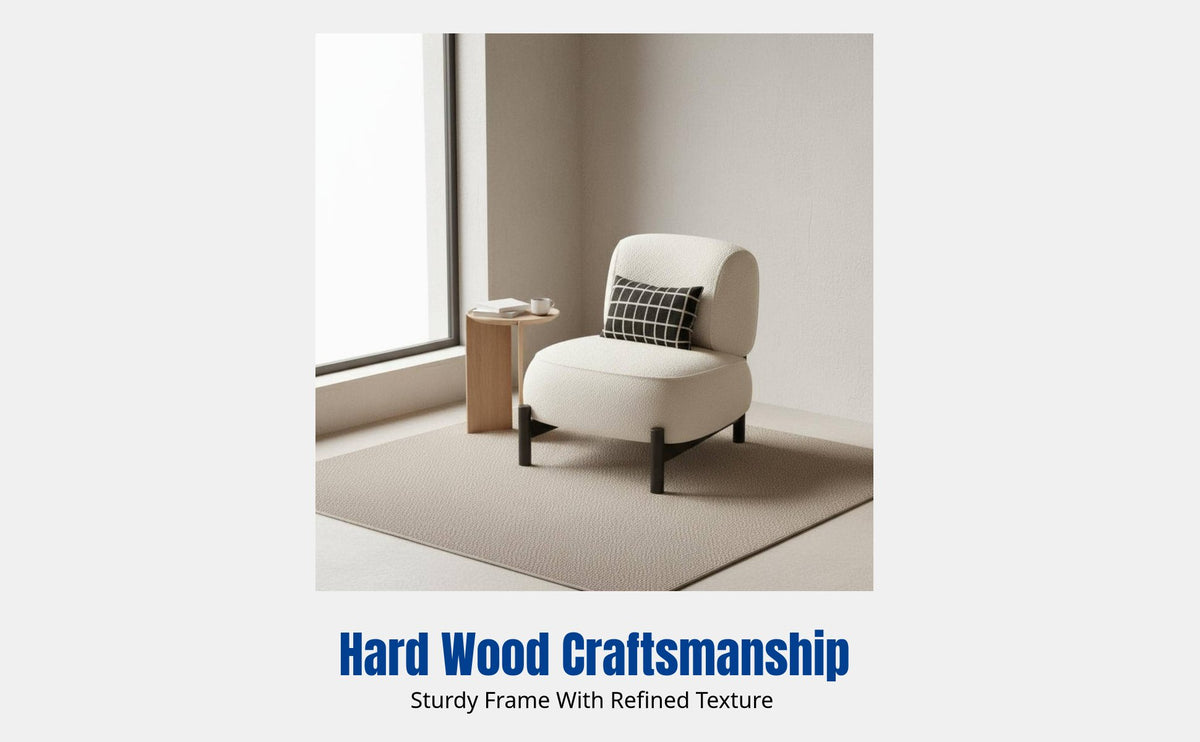 Cream Japandi Single Sofa Chair, Ergonomic Lounge, Minimalist Living Room, Small Space, Designer-Inspired