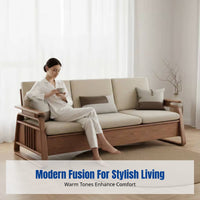 Sofa, Sturdy Ash Wood, High Box Storage, All-Season, Living Room Set, New Chinese Design