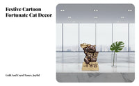 Fortune Cat Figurine, Desktop Decor, Resin Lucky Cat, Cartoon Money Box, Office Reception Ornament, Modern Minimalist, Random