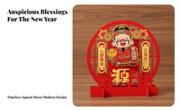 God of Wealth Desktop Figurine, Chinese New Year Cartoon Bobblehead, Fu Character, Festive Home Decor, Housewarming Gift