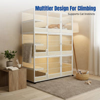 Large Cat Enclosure, Indoor Cat House, Multi-Level Wooden Cat Villa, Spacious Pet Shelter for Home