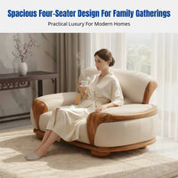 Hardwood Leather Sofa, Genuine Cowhide, New Chinese Design, Luxury Living Room, Modular Style