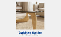 Modern Glass Coffee Table, Minimalist Living Room, Creative Design, Wood Frame