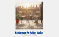 Rattan Table and Chairs Set, Nordic Style, Indoor Outdoor Balcony, Round Tea Table, Handwoven PE Rattan, Patio Furniture
