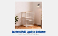Wooden Cat Villa, Beech Series, Multi-Level Cat Enclosure, Detachable, Indoor Cat Shelter