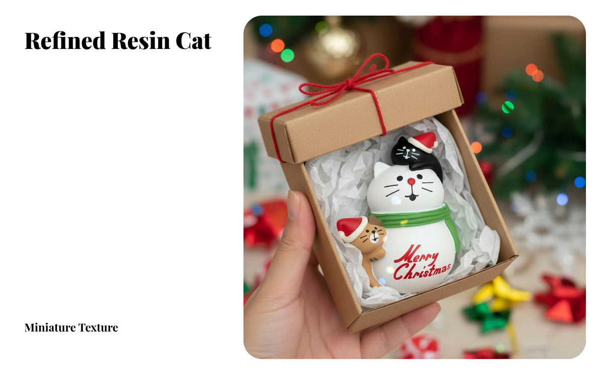 Japanese Cat Figurine, Resin Winter Cat House, DIY Miniature Gift, Blind Box Decor
