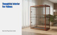 Cat Villa, sturdy Beech Wood Multitier Cat enclosure, Spacious Cat House, Indoor Pet Shelter