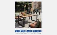 Outdoor Table and Chair Set, Metal Patio Furniture, Balcony Garden Coffee Table, Modern design
