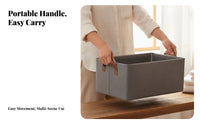 Cationic Fabric Storage Box, Foldable Drawer Organizer, Large Capacity, Handle, Bedroom Clothes