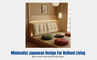 Japanese Style Bed Headrest, Removable Linen Pad, Soft Rectangular Backrest for Bedroom Sofa Floor Mat
