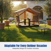 Outdoor Hanging Chair, Patio Rocking Bench with Canopy, Metal Garden Furniture for Villa, Balcony, Courtyard