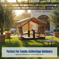 Outdoor Hanging Chair, Patio Rocking Bench with Canopy, Metal Garden Furniture for Villa, Balcony, Courtyard