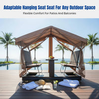 Outdoor Hanging Chair, Patio Rocking Bench with Canopy, Metal Garden Furniture for Villa, Balcony, Courtyard