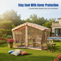 Outdoor Hanging Chair, Patio Rocking Bench with Canopy, Metal Garden Furniture for Villa, Balcony, Courtyard