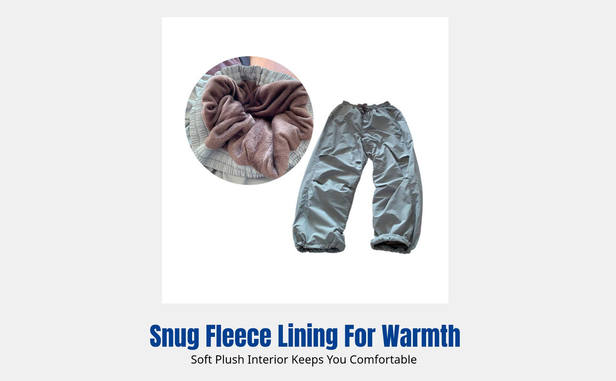 Outdoor Windproof Waterproof Fleece-Lined Paratrooper Pants, Adjustable waist, relaxed fit for men and women