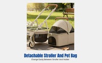 Foldable Pet Stroller, Portable Travel Cart for Small and Medium Dogs, Detachable Compartment, Spacious, Outdoor Use