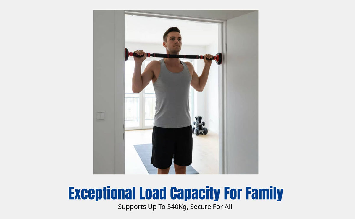 Home Fitness Chin-Up Bar, Telescopic Door Frame Pull-Up Bar, No-Drill Installation, Reinforced Bar, Kids Rings, Hanging Strap Attachment