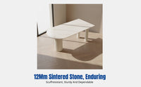 Cream Alabaster Sintered Stone Dining Table and Chair Set, Modern Minimalist Oval Table, Roman Base, Small Apartment Home