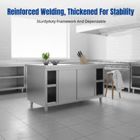 Stainless Steel Workbench, 304 Thickened Integrated Kitchen Prep Table, Commercial Catering Cabinet, No Assembly Needed