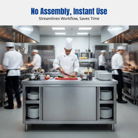 Stainless Steel Workbench, 304 Thickened Integrated Kitchen Prep Table, Commercial Catering Cabinet, No Assembly Needed