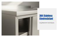 Stainless Steel Workbench, 304 Thickened Integrated Kitchen Prep Table, Commercial Catering Cabinet, No Assembly Needed