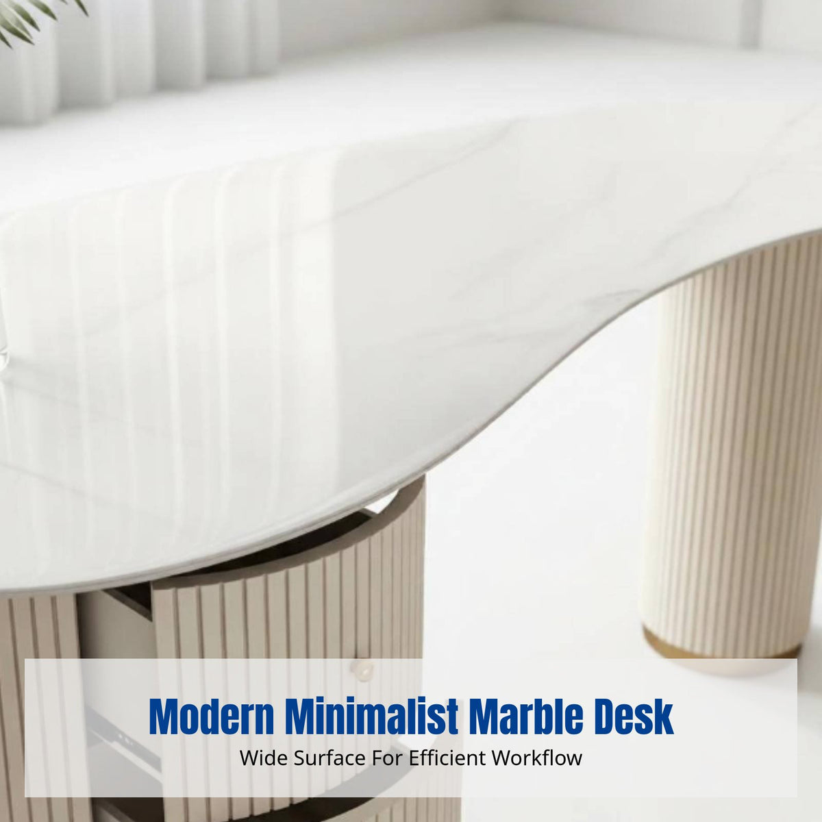 Nordic Sintered Stone Desk, Modern Writing Table, Luxury Office Desk for Reception & Consultation