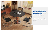 Nordic Minimalist Round Dining Table, Solid Wood, Vintage Style, Stone Top, Modern, Small Space, Home, Living Room