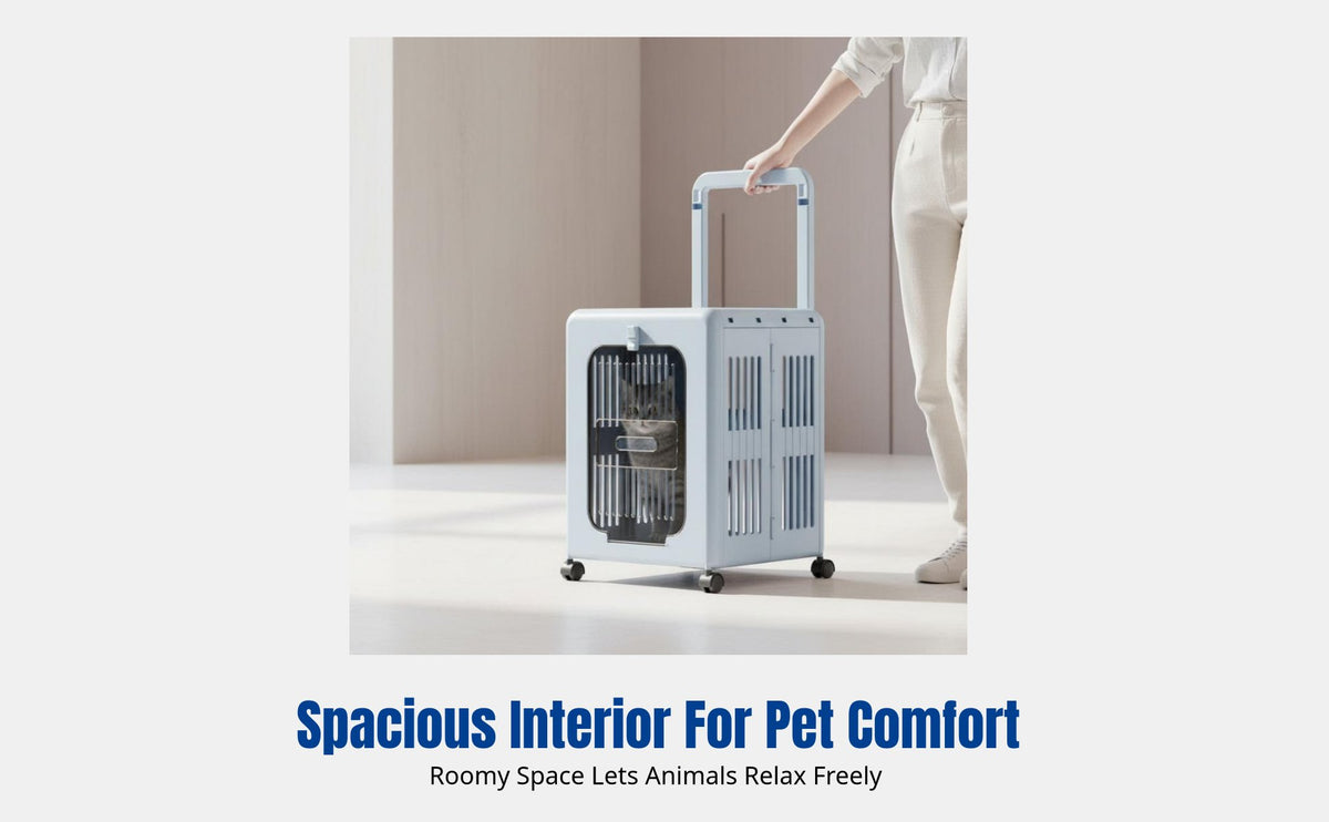 Foldable Cat Carrier, Breathable Pet Stroller, Trolley Case for Cats, Large Space, Travel