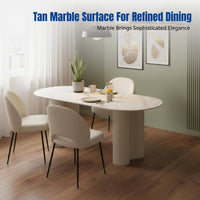 Modern Minimalist Sintered Stone Dining Table Set, Italian Semi-Circular Design, Luxury Oval Table for Small Apartments, Home Kitchen