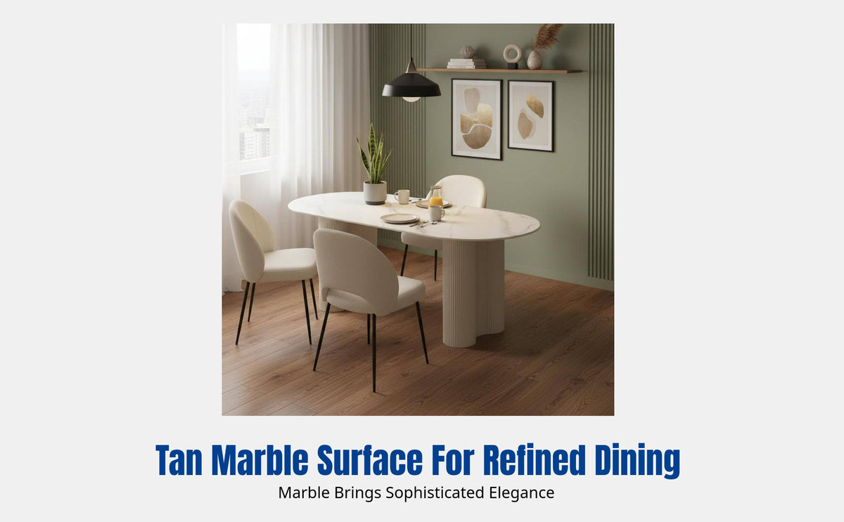 Modern Minimalist Sintered Stone Dining Table Set, Italian Semi-Circular Design, Luxury Oval Table for Small Apartments, Home Kitchen