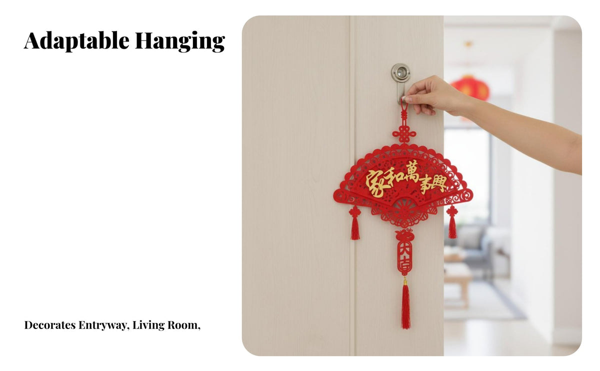 Chinese Knot Door Hanging, Flocking Fu Character, New Year Entryway, Festive Decor
