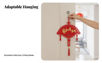 Chinese Knot Door Hanging, Flocking Fu Character, New Year Entryway, Festive Decor