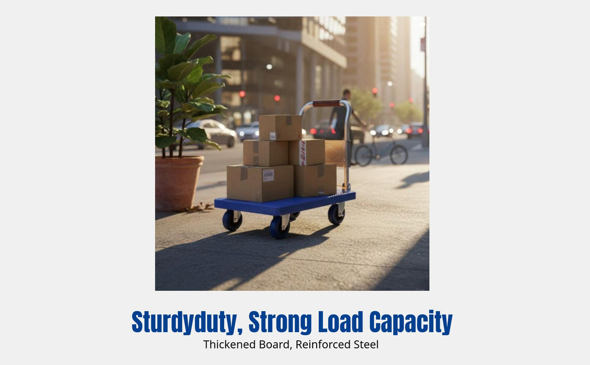 Folding Hand Cart, Lightweight Utility Trolley, Portable Flatbed for Home, Freight, Delivery, Quiet Casters
