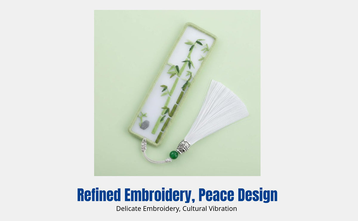 Embroidered Bookmark, Peace Keepsake, DIY Double-Sided Stitch, Oriental Style